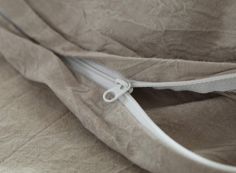 F.Y.Dreams 100% Washed Cotton Duvet Cover for Weighted Blanket 60x80 inches with 8 Ties, Zipper on Long Side/Khaki/Just Duvet Cover - Image 3